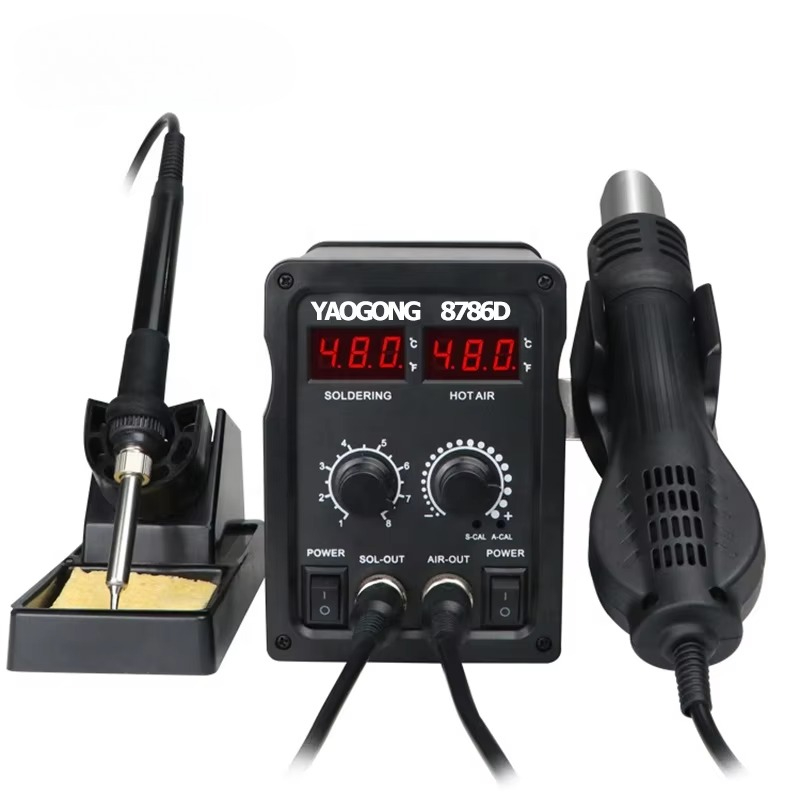 Smd Rework Station Hot Air Soldering 2 In 1 - YAOGONG 8786D 2'si 1 Arada Dijital