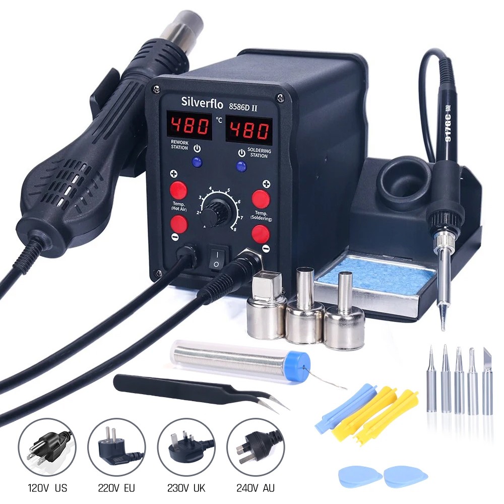Silverflo 8586D Lehimleme İsta - Smd Rework Station Hot Air Soldering 2 In 1 incelemesi ve fiyatı