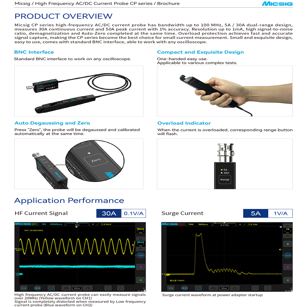 Micsig Yüksek Frekanslı CP1003 - Current Probe Ac Dc 50Mhz Oscilloscope incelemesi ve fiyatı